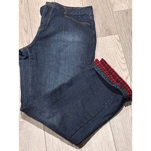 Natura l Reflections Womens  Denim Jeans Red Plaid Fleece Lining Size 14 Winter
